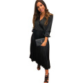 C4193  Women sexy long dress solid color off shoulder ruffles fashion dress wholesale women clothing